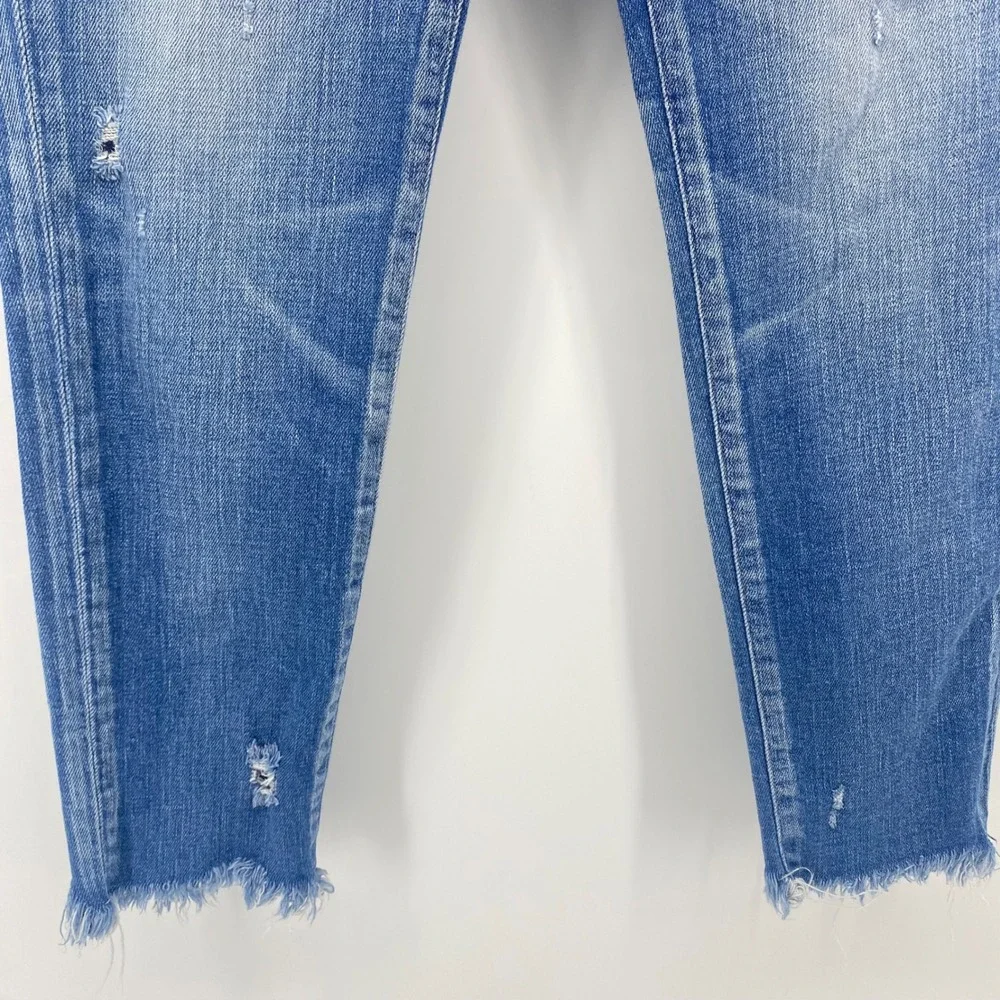 Moussy Vintage Jeans Womens‎ 27 Blue Distressed Raw Hem Tapered Made in Japan